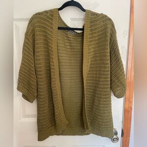 ModCloth Olive Green Crochet Short Sleeve Cardigan